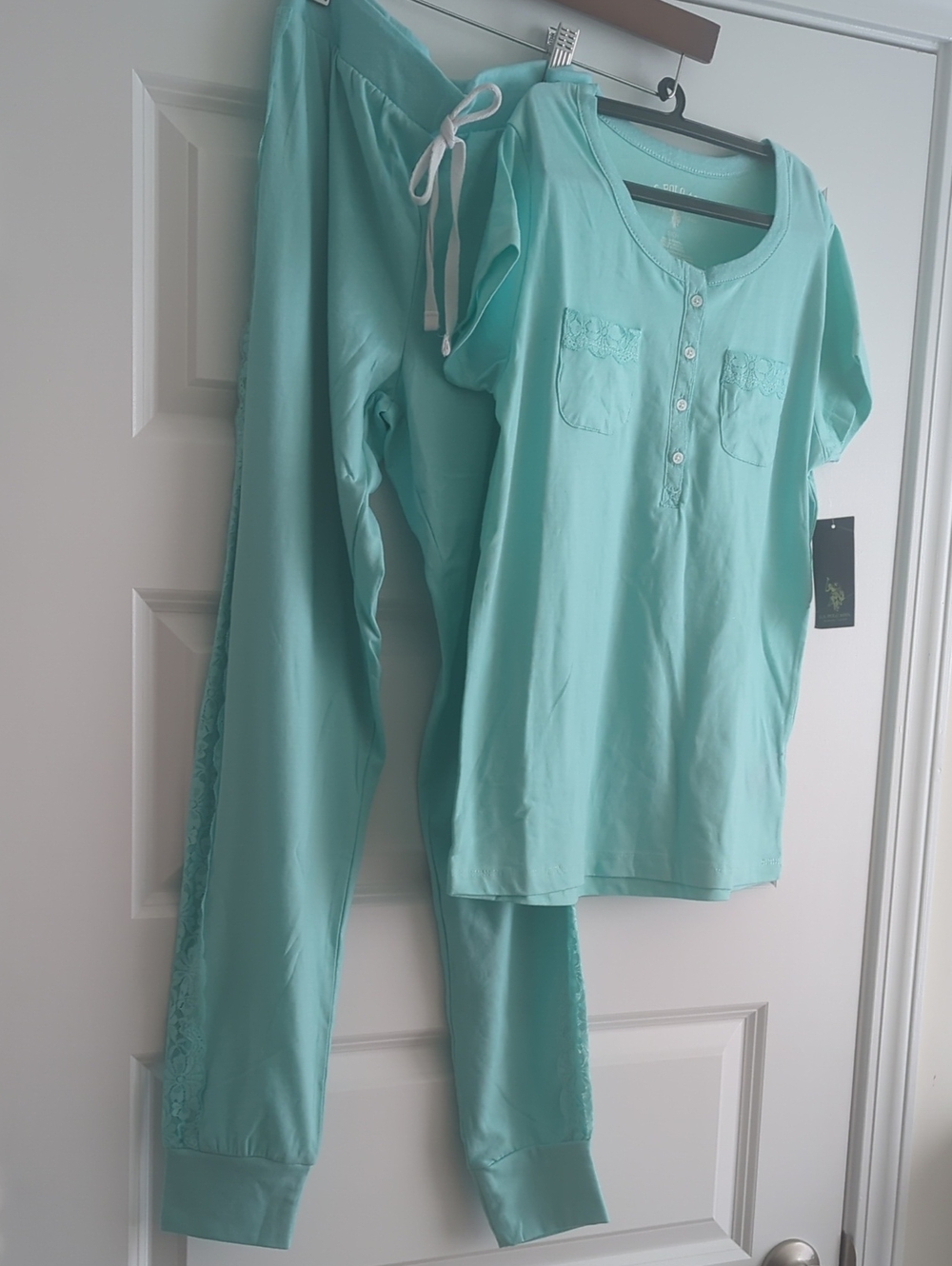 U.S. Polo Assn. Mint Green Short-Sleeve Pajama Set P2P 20 L26 Bottom 18W L38